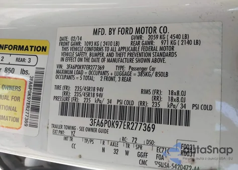 2014 Ford Fusion Titanium из США, поврежденный, VIN 3FA6P0K97ER277369